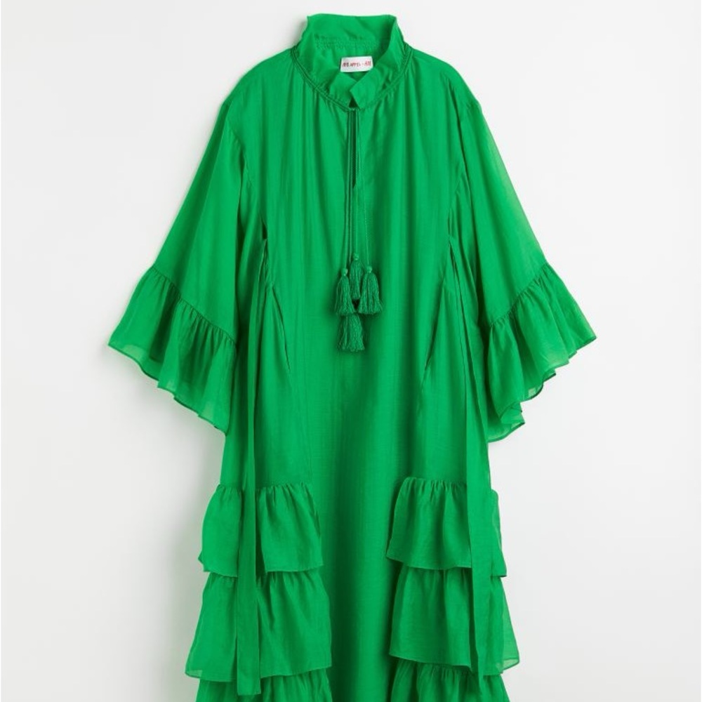 Iris Apfel x H&M green flounced long dress